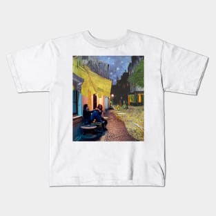 Van Gogh Café Terrace at Night and Jessie and Celine in Before Sunrise Kids T-Shirt